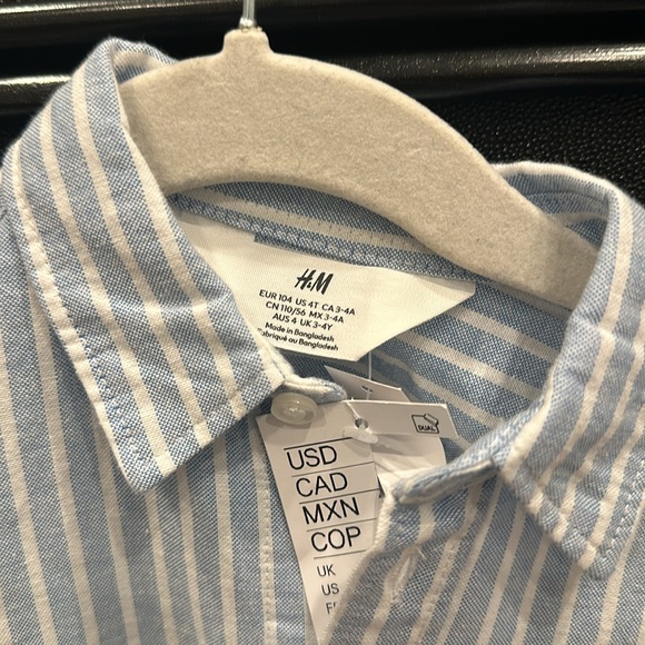 H&M BOYS BUTTON DOWN SHIRT. LINEN TYPE. LIGHT AND SOFT - Picture 3 of 6